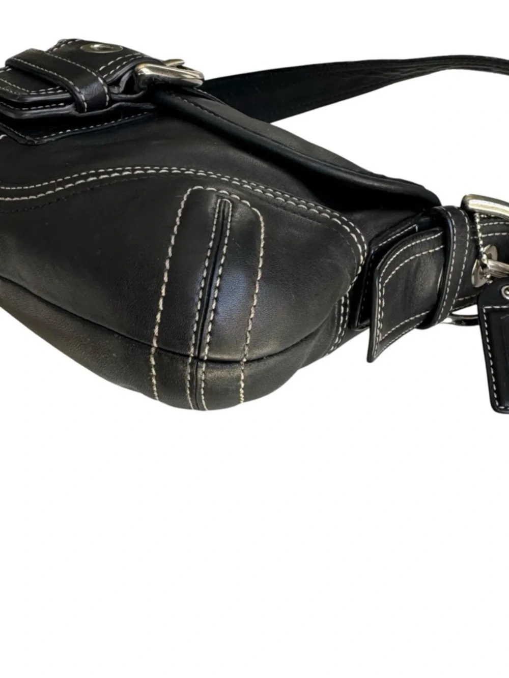 Coach Soho Leather Flap Shoulder Bag Black Y2K 8A05 vintage excellent